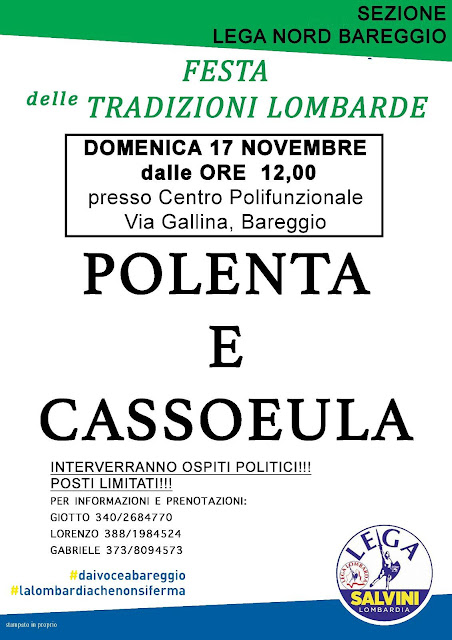 Fig. 11. Polenta e Cassoeula. Manifesto di una festa delle tradizioni lombarde. Lega Nord.